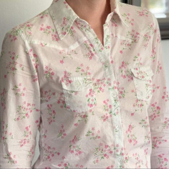 Aeropostale Pink Floral Buttondown Shirt, Size XS - Picture 2 of 5